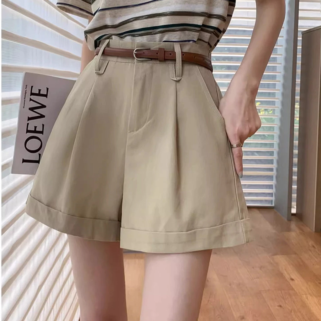 Quần Short Nữ Tofun Quần Short Uốn Ống Rộng Quần Short Cotton Nguyên Chất Quần Rời Phù Hợp Với Quần Thường Ngày DG31c9db