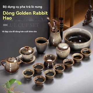 Đức Hóa cao cấp lò nung biến công phu cụ bộ đồ gốm sứ ấm gia dụng xa xỉ pha trà che bát khách văn phòng