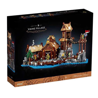 🚘︎Trong kho🚗 Creative Series 21343 Viking Village trẻ em lắp ráp khối xây dựng đồ chơi quà