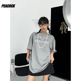 100% Cotton Thiết Kế Vòng Cổ Ngọc Trai In Hình Áo Thun Nữ Mùa Hè 2024 Phong Cách Mới Rời Top Hợp Thời Trang Ngọt Ngào