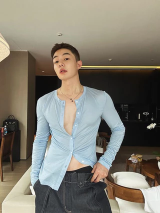 Xuân Hè Bầu Trời Tươi Sáng Xanh Ánh Sáng Mềm Mại Đơn Giản Đa Năng Slim fit Cardigan Nam Nữ Cùng Phong Cách Phiên Bản Hàn Quốc Hợp Thời Trang Top