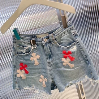 Quần Nữ Quần Hông [Giảm 40%] Quần Short Denim Chữ Thập Chữ a Quần Short Denim Nữ Mùa Hè Phong Cách Mới Cao Cấp Ôm Hơn Nhìn Raw Edge Quần Ống Rộng Size Lớn Quần Nóng Hợp Thời Trang