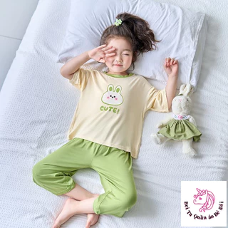 [Sản phẩm mới] Bộ đồ ngủ trẻ em Xuân hè Bộ đồ xẻ tà ngắn tay mỏng dành cho bé gái