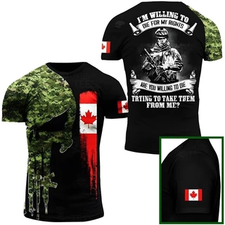 Canada Cờ Áo Thun Nam Phong Quốc Huy Camo Top Phổ Biến 3D Rừng Camo In Áo Thun Màu Be Field Tay Ngắn