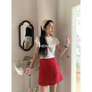 Áo thun cổ tròn tay ngắn màu trắng nữ mùa hè 2024 Phong cách mới Slim-fit Slimmer Look Pure Cotton Áo thun ngắn hàng đầu