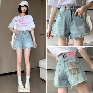 Tofun Quần Jean Nữ Thêu Viền Denim Quần Short Frayed Cao Cấp Quần Short DG0403ca