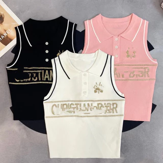 [Giảm giá 40%] Áo Vest Ngắn Sling Hot Girl Mặc Skinny Vest Mùa Hè Phong Cách Mới Áo Dệt Kim Nữ Cao Cấp Phong Cách Phương Tây Áo Giảm Tuổi Không Inv