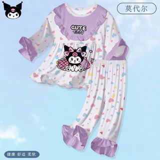 [Ưu đãi đặc biệt] Bộ đồ ngủ Modal phong cách mới cho bé gái Bộ đồ ngủ dài tay thoải mái