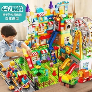 Five Cars Full Of Large Particles Scene Large Ferris Wheel Puzzle Building Blocks Building Slide Tr