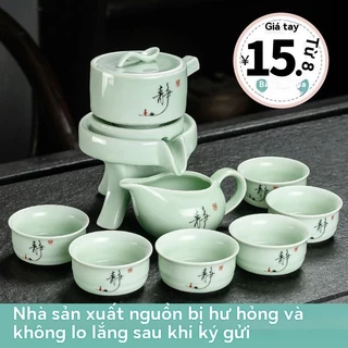 Giá đặc biệt Lazy Men Celadon Stone Mill tự động xoay ra khỏi nước Kung Fu Tea Set Purple Sand trọn bộ ấm trà gốm