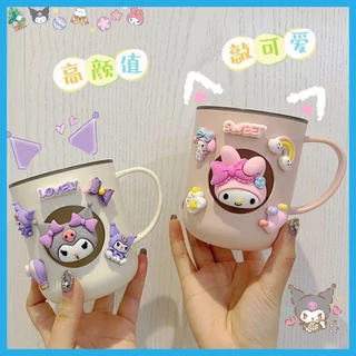 Sản phẩm mới Cốc Kuromi Melody Pachacco Kitty Trắng Hoạt Hình Trẻ Em Bàn Chải Đánh Răng Cốc Rửa Cốc Người Ảnh Hưởng Dễ Thương Bé Trai Bé Gái Giá Trị Cao Cốc Nước súc Miệng Gia Đình Kuromi