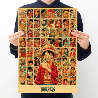 Anime Một Mảnh Nhân Vật Bộ Sưu Tập Poster Luffy Gear 5 Zoro Nami Chopper Nghệ Thuật Treo Tường Trang Trí Phòng Tranh Retro Giấy Kraft Vintage Áp Phích Dán Tường