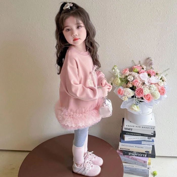 Bộ bé gái, trang phục thời trang bé gái, bộ áo len hai mảnh tuyệt đẹp cho bé