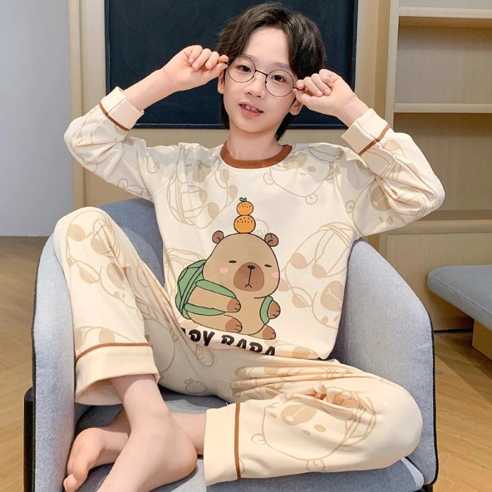 Đồ ngủ trẻ em Size lớn Váy ngủ dài tay cổ tròn phong cách Nhật Bản cho bé trai hoặc bé gái từ 5 - 6 tuổi