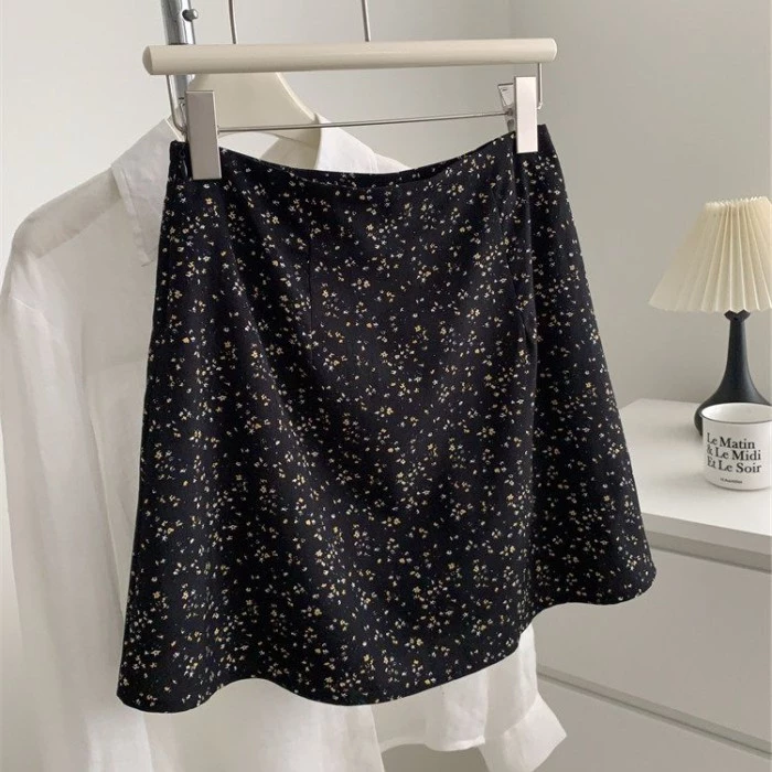 Váy chữ A voan hoa lãng mạn mùa hè dành cho nữ, retro nhẹ nhàng, thon gọn, lưng cao chống lộ, váy n