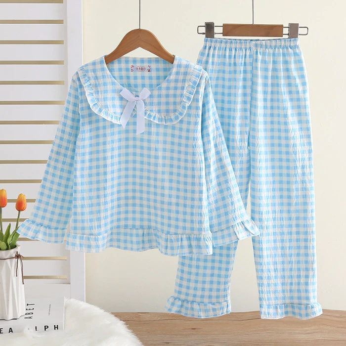 Giá cả phải chăng cho trẻ em Trẻ em Áo ngủ dài tay cổ búp bê Đồ ngủ bé gái Poly-cotton mát mẻ cho 9 - 10 tuổi