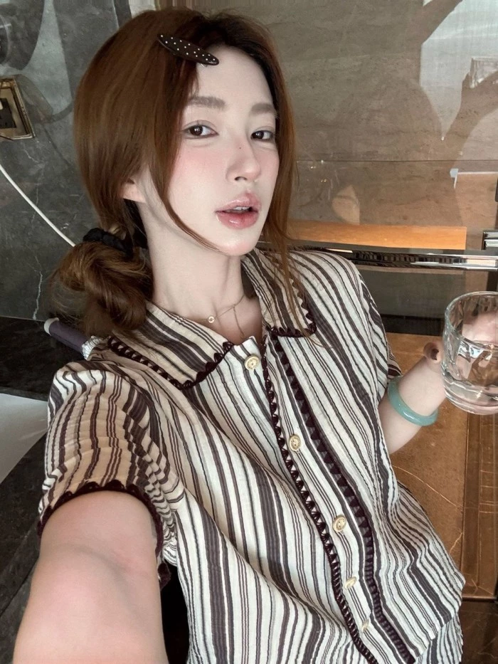 Phong cách Nhật Bản, Phong cách nghệ thuật, Sọc, Bé gái, Đồ ngủ, Mùa hè, Rộng, Mỏng, Phong cách mới
