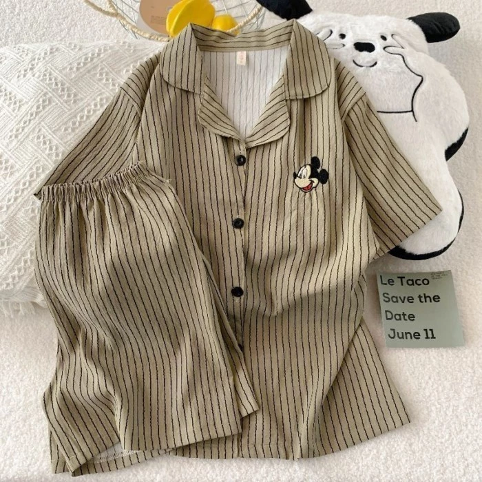 Bộ đồ ngủ mùa hè dành cho nữ chất liệu cotton mỏng nguyên chất cao cấp ngắn tay trên Internet Người