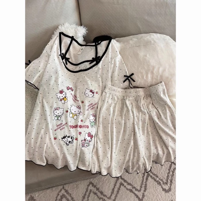 Bộ Đồ Ngủ Cho Nữ, Mùa Hè, Tay Ngắn, Quần Short, Có Miếng Đệm Mút, Thoáng Mát, Kiểu Mới 2026, Cỡ Lớn