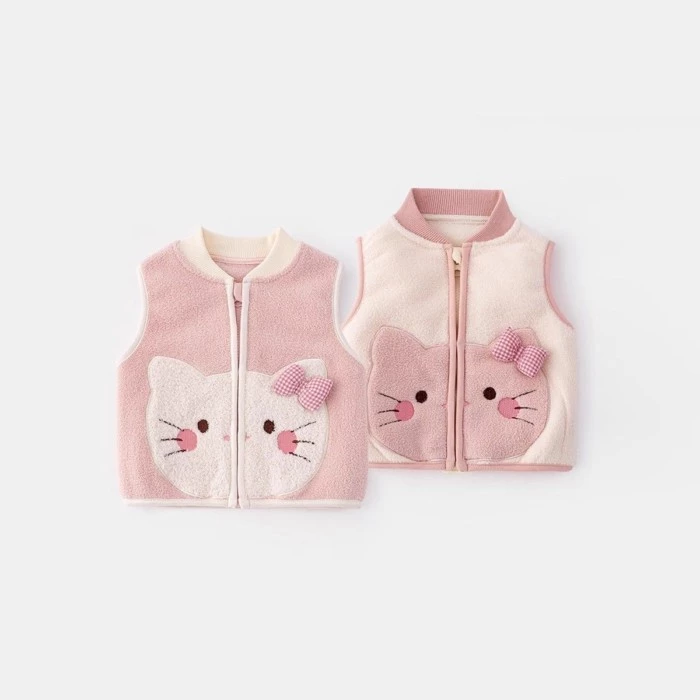 Áo vest nhung bé gái áo khoác nhỏ ấm áp bé gái áo vest bé gái