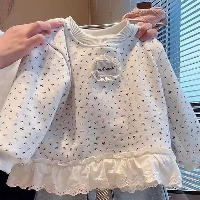 áo nỉ mùa thu đông dành cho bé gái áo khoác ngoài trẻ em mùa thu quần áo trẻ em áo hoa nhỏ tươi