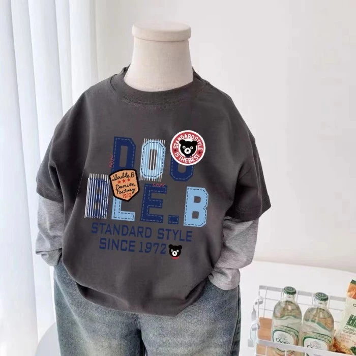 áo dài tay đáy dài cho bé gái áo thun cotton nguyên chất phong cách Hàn Quốc mùa xuân thu cho bé