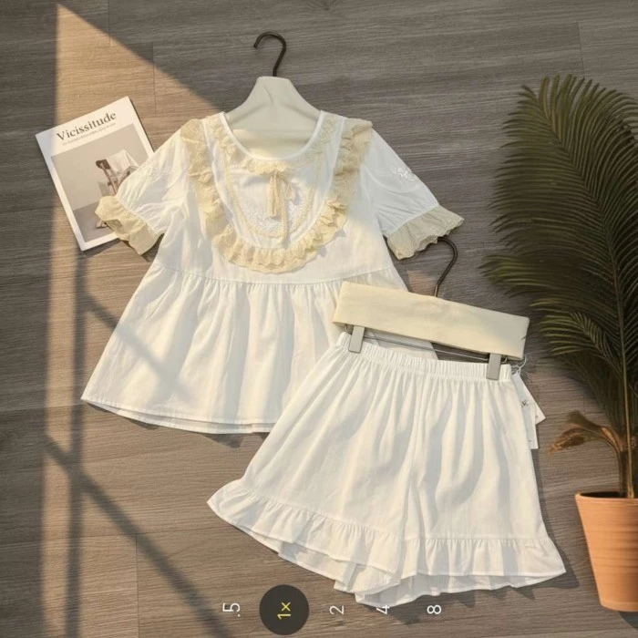 Mi Li, 00511, Xuân Hè, Phong Cách Mới, Phong Cách Công Chúa Dễ Thương, Nữ, Tay Ngắn, Bộ Đồ Ngủ