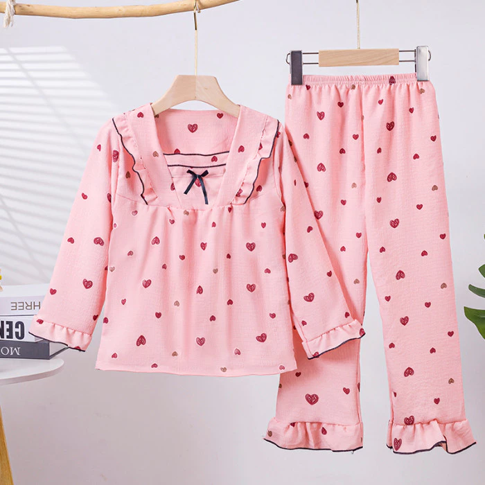 Bộ đồ ngủ giảm giá số lượng lớn Đồ ngủ dài tay dễ thương dành cho tuổi Teen Đồ ngủ Kuromi cổ vuông bằng vải cotton cho bé gái 8 - 9 tuổi