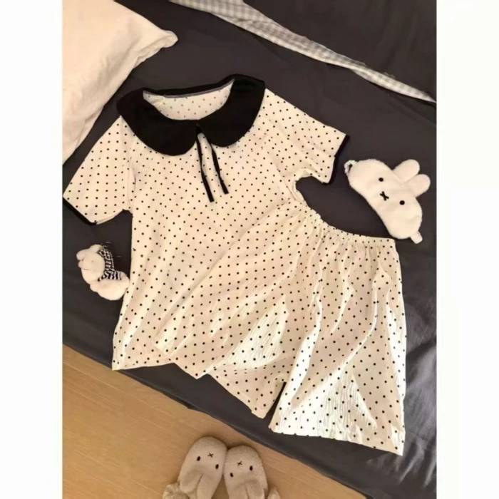 Ngọt ngào, Hoạt hình, Miffy, Chấm bi, Đồ ngủ, Mùa hè dành cho nữ, Phong cách mới, Tay ngắn, Bộ vest
