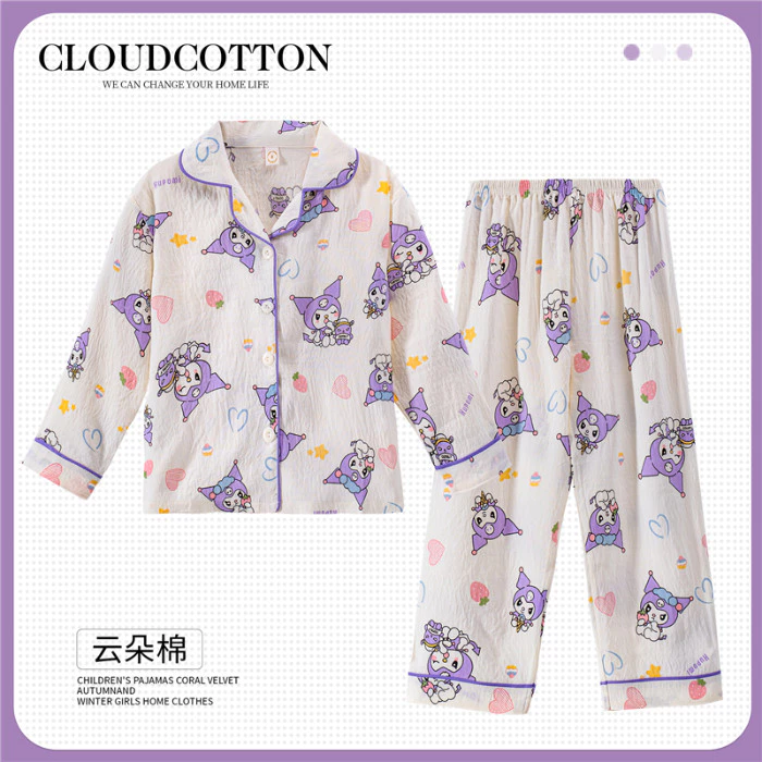 Flash Sale Quần Áo Cho Bé Giai Điệu Trẻ Em Tay Dài Ve Áo Váy Ngủ Nhẹ Poly cotton Bé Gái Nightie Cho 11 - 12 Tuổi
