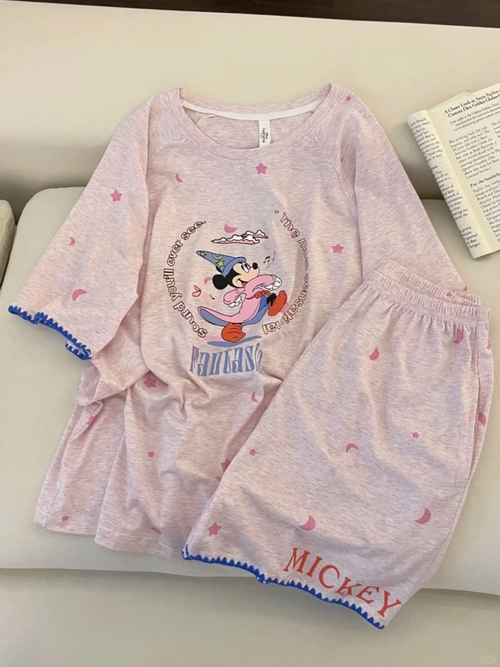 Nhật Bản, Hoạt hình, Dễ thương, Mickey, In hình, Bộ đồ ngủ, Xuân Thu nữ, Phong cách lười biếng, Tay
