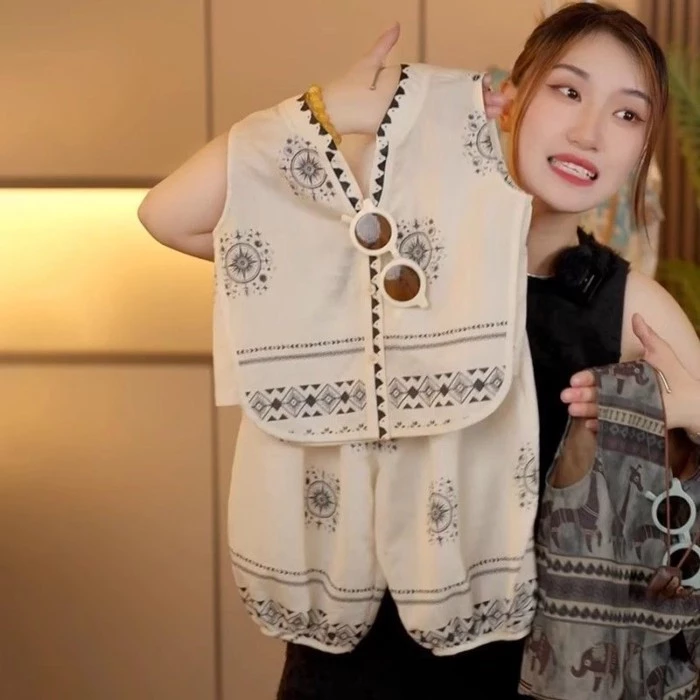 Bộ vest mát mẻ độc quyền mùa hè cho bé trai và bé gái, bộ hai mảnh quần chống muỗi không tay sành đ