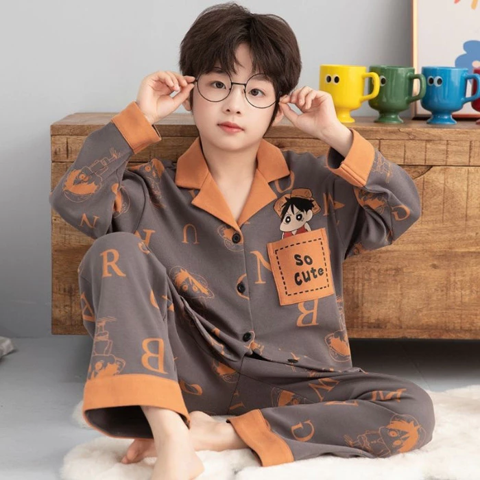 Bộ đồ ngủ Cotton giả phong cách tối giản Họa tiết gấu trúc mặc ngoài trời cho thanh thiếu niên
