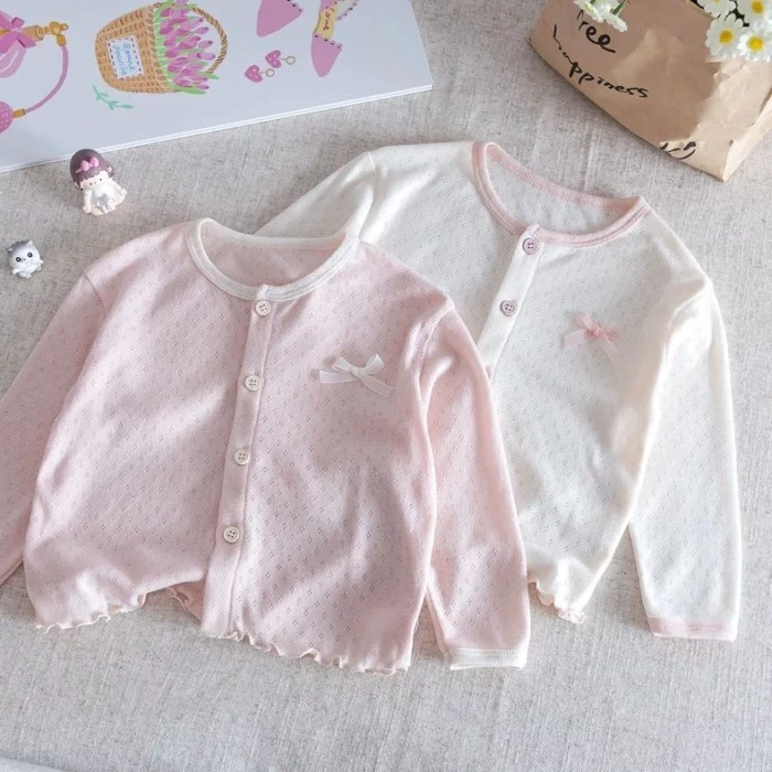 Áo khoác bé gái chống nắng cho trẻ sơ sinh áo len cardigan máy lạnh thân thiện với da áo khoác thoá