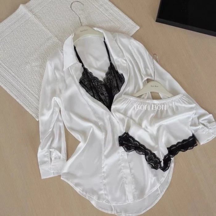Satin, Ice Silk, Đồ ngủ, Xuân Thu nữ, Mùa hè, Cao cấp, Đồ mặc nhà, Ham muốn thuần khiết, Khí chất,