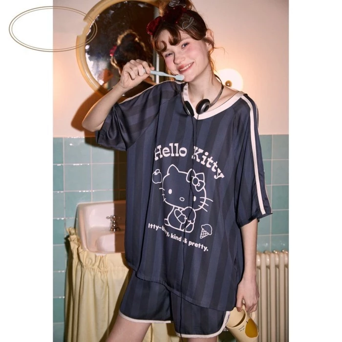 -5°C, Cảm giác mát mẻ, Ice Silk, Tay áo ngắn, Bộ đồ ngủ cho nữ, 2026, Phong cách mới, Mùa hè