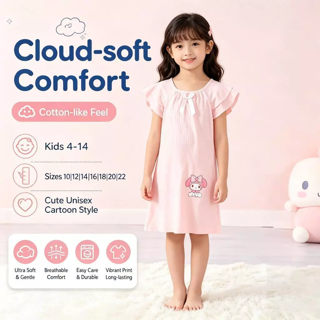 Sweet Girly Phong Cách Công Chúa Mùa Hè Váy Ngủ Thoải Mái Ngủ Mây Chất Liệu Cotton Cho Học Sinh