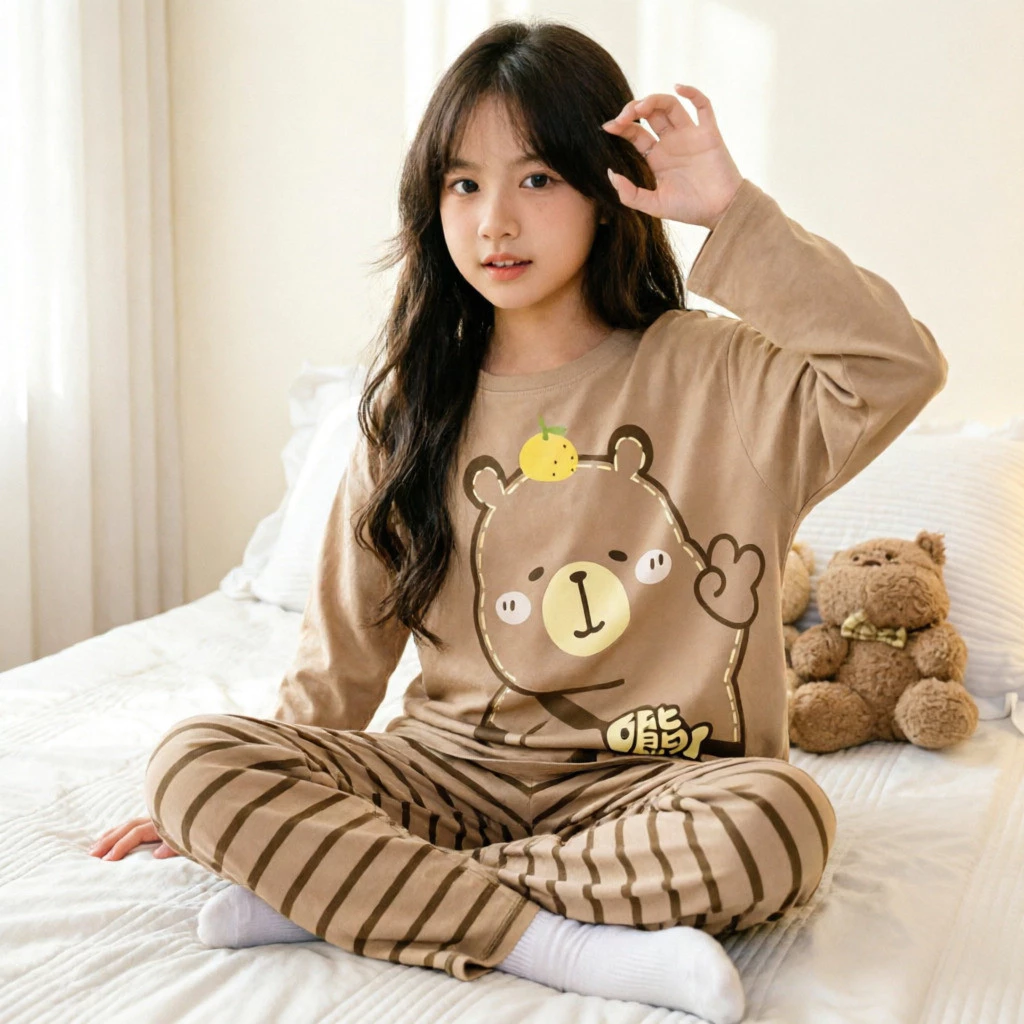 Phong cách thoải mái Mặc bên ngoài Bộ trang phục phòng máy lạnh Quần kẻ sọc cho trẻ em