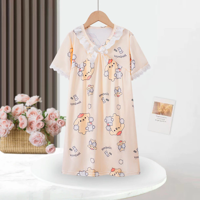 Dreamy Purple Tone Summer Kids 'Loungewear Phòng máy lạnh Mặc vải lụa sữa cho người hâm mộ giai điệu của tôi