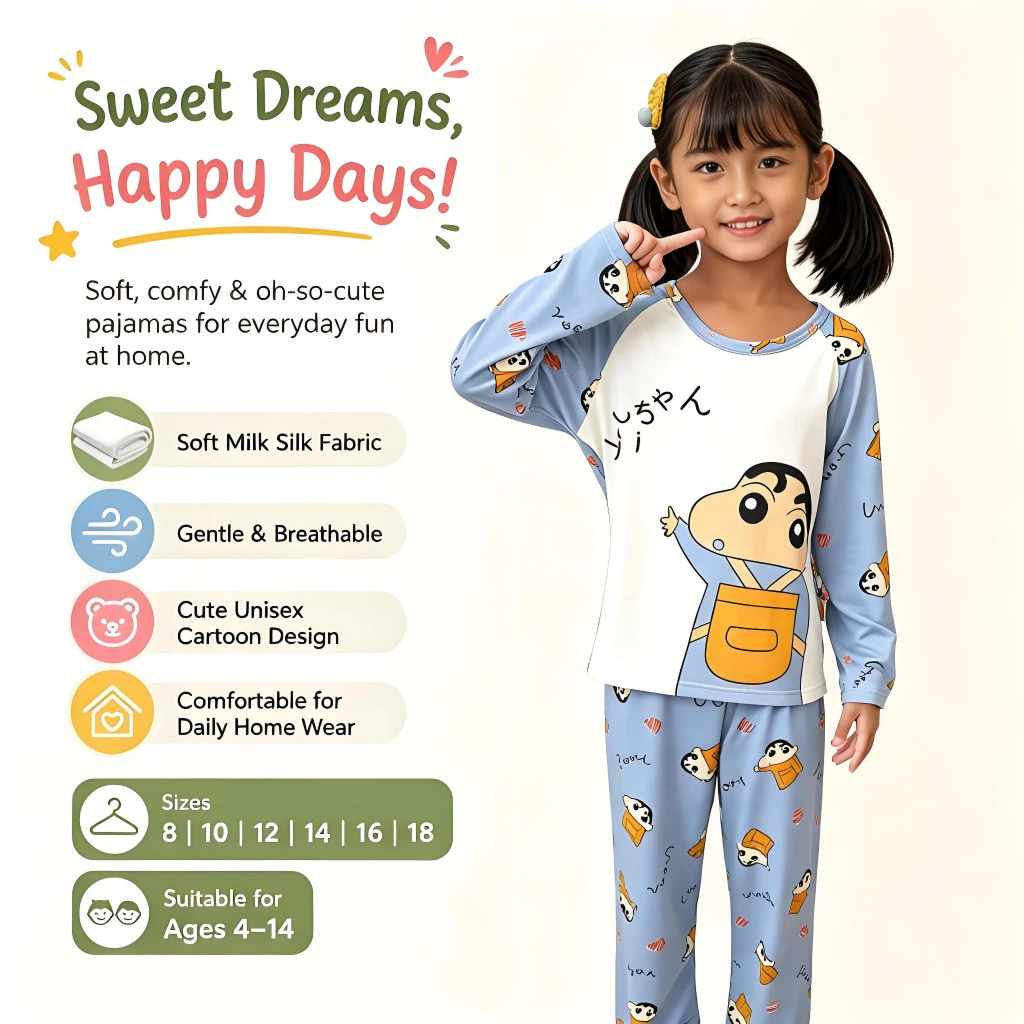 Pochacco Theo Chủ Đề Phong Cách Xuân Thu Trẻ Em Mặc Ở Nhà Đồ Ngủ Cổ Tròn Chui Đầu Cho Bé Gái