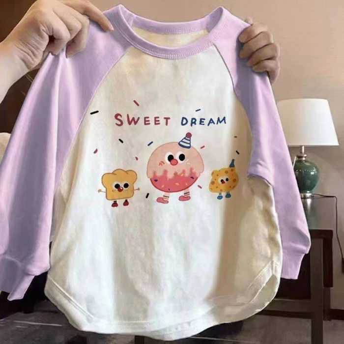 chiếc áo sơ mi dài tay bằng vải cotton nguyên chất dành cho trẻ em mùa xuân thu mới in hình phon