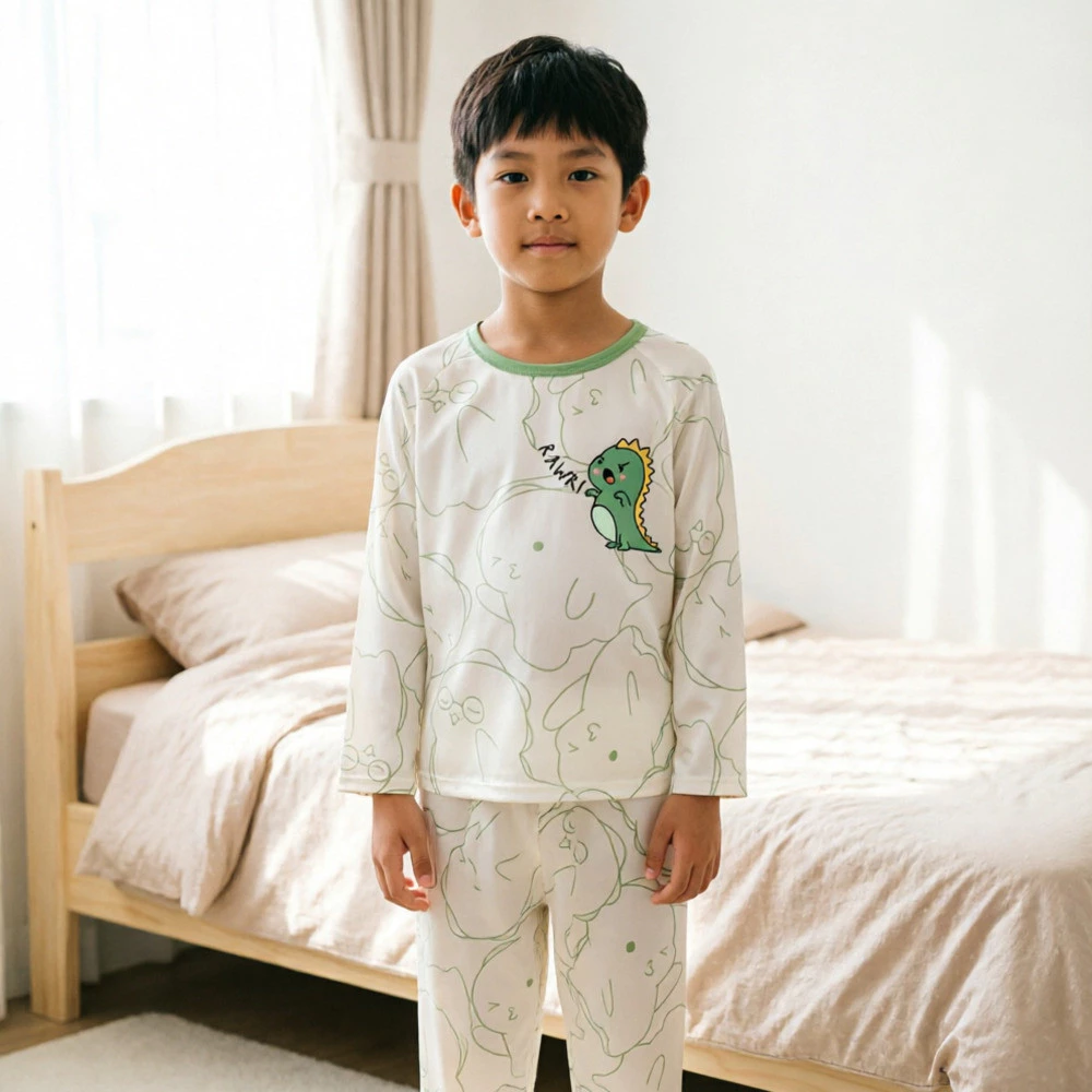 Nhập Vai Trẻ Em Tay Áo Homewear Season Base Layer Quần Dài Bộ Phong Cách Cho Bé Trai