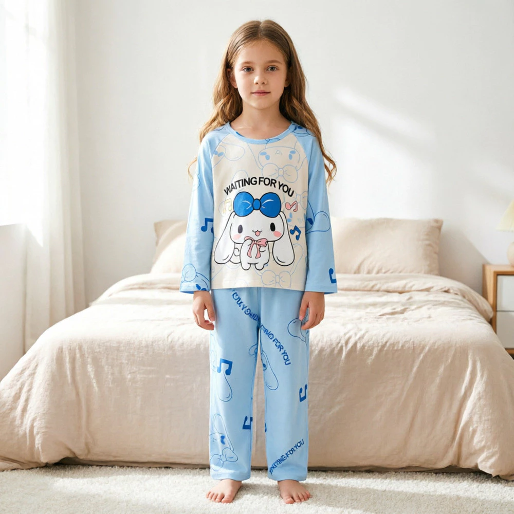 Ngọt Ngào Phong Cách Dễ Thương Xuân Thu Bé Gái Loungewear Mềm Mại & Thân Thiện Với Da Áo Chui Đầu Cổ Tròn Cho Trẻ Lớn