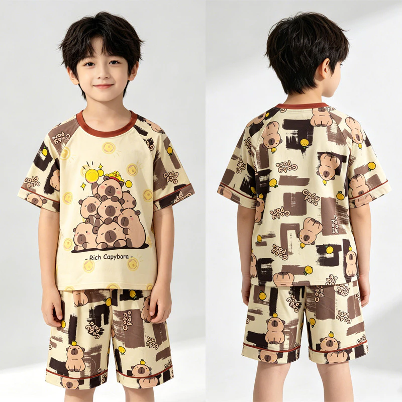 Phong cách hoạt hình Capybara Loungewear Đồ ngủ tay ngắn cho trẻ lớn tuổi