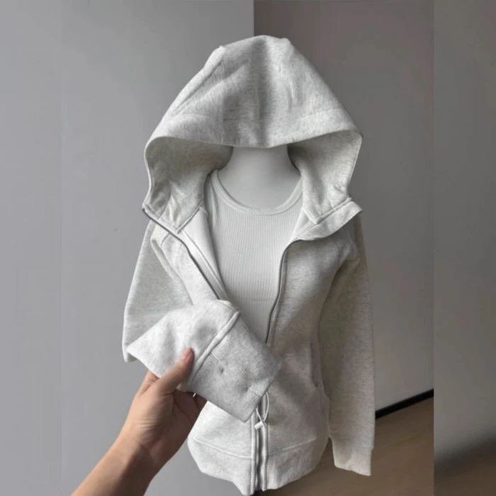 Áo nỉ mỏng màu xanh hải quân mỏng cho nữ Giảm béo eo Yoga Mặc áo khoác nữ mở hàng đầu