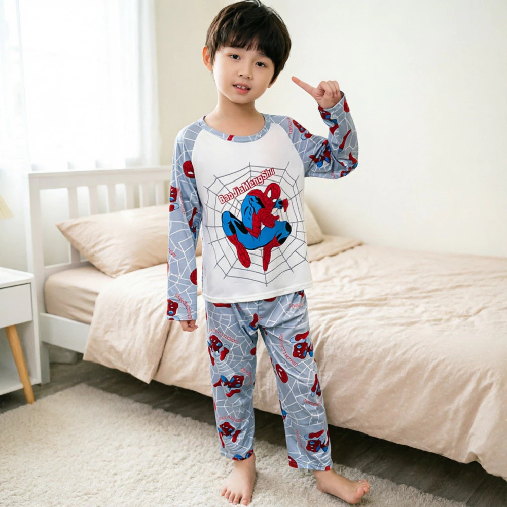 Hoạt Hình Phong Cách Vui Vẻ Loungewear Phòng Điều Hòa Mặc Dài Tay & Quần Cho Trẻ Em