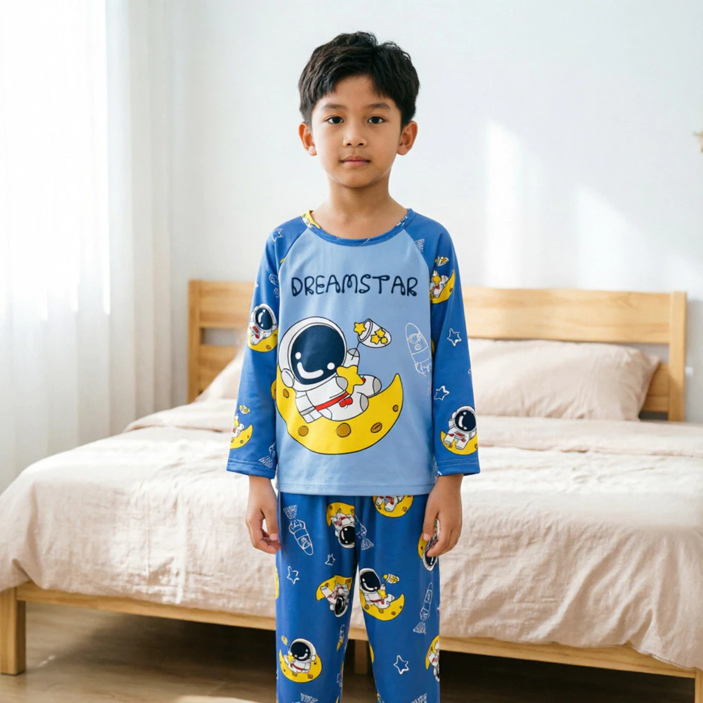 Unisex Phong Cách Đa Năng Crayon Shin-chan Bộ Đồ Ngủ Thoải Mái Thoáng Khí Dài Tay & Quần Cho Bé Trai