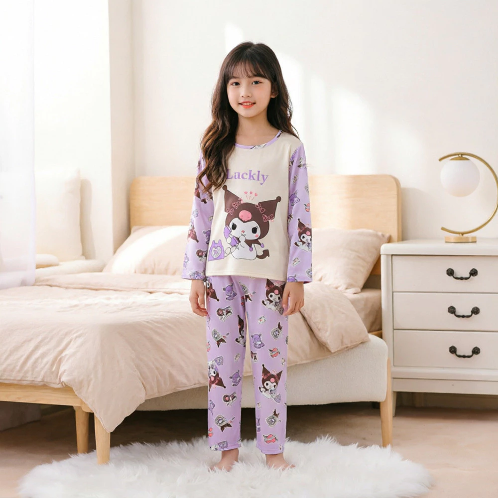 Phong cách giản dị Quần áo gia đình dài tay Đồ ngủ gia đình Áo thun cổ tròn cho bé gái
