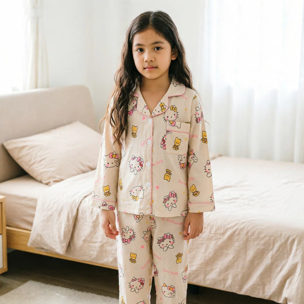 Bộ đồ ngủ Cotton đám mây phong cách nữ tính ngọt ngào Thiết kế cổ bẻ giải trí hàng ngày dành cho phụ nữ trẻ trung