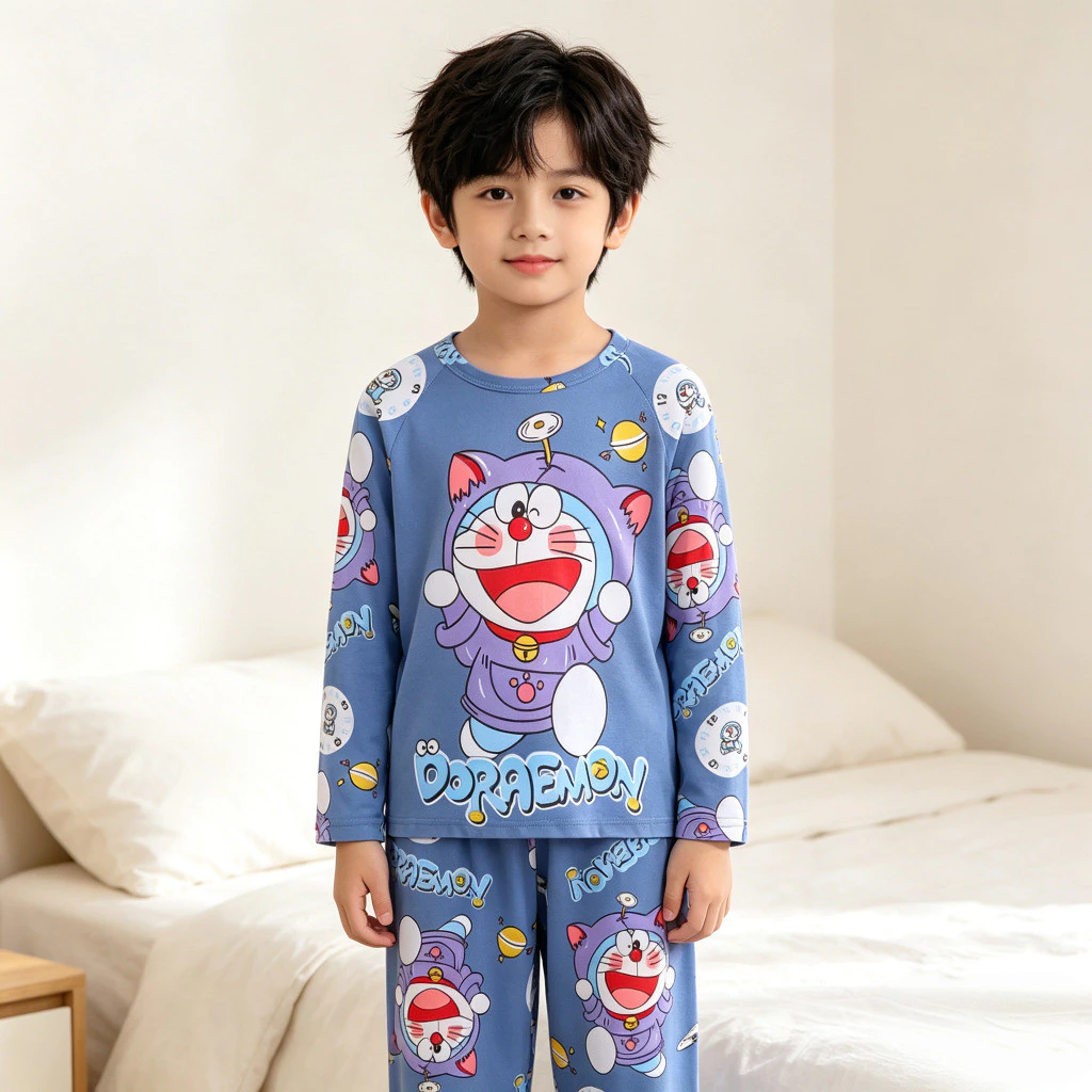 Doremon Phong Cách Theo Chủ Đề Anime Trẻ Em Mặc Rời & Tự Do Chuyển Động Eo Co Giãn Quần Dài Cho Trẻ Em